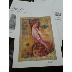 Hua Chen Seriolithograph Art Print 2006 COA Signed Gathering Blossoms